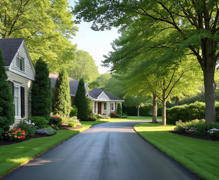 asphalt-driveway-paving-toronto in a neighborhood
